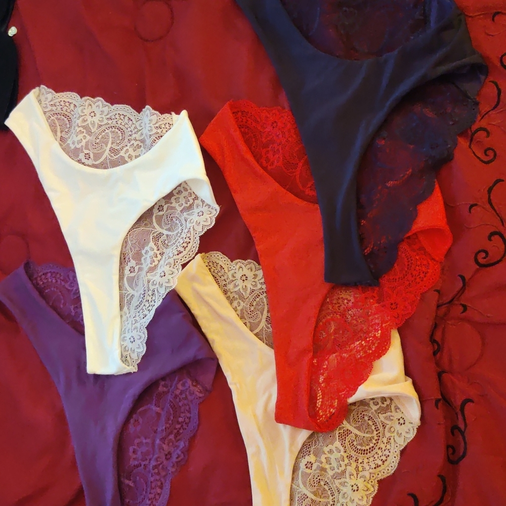 Nylon/spandex lace panties, 5 pair
